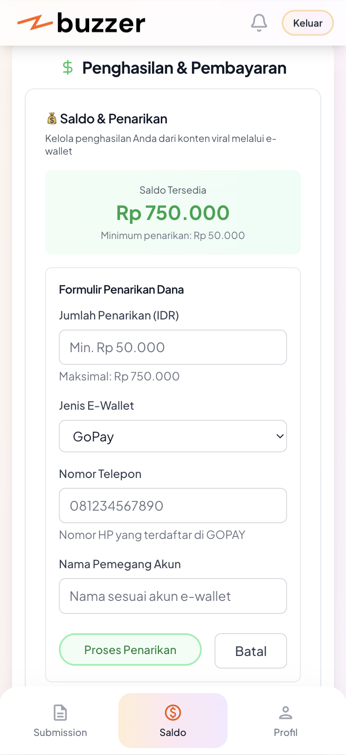 Earnings Dashboard & Withdrawal